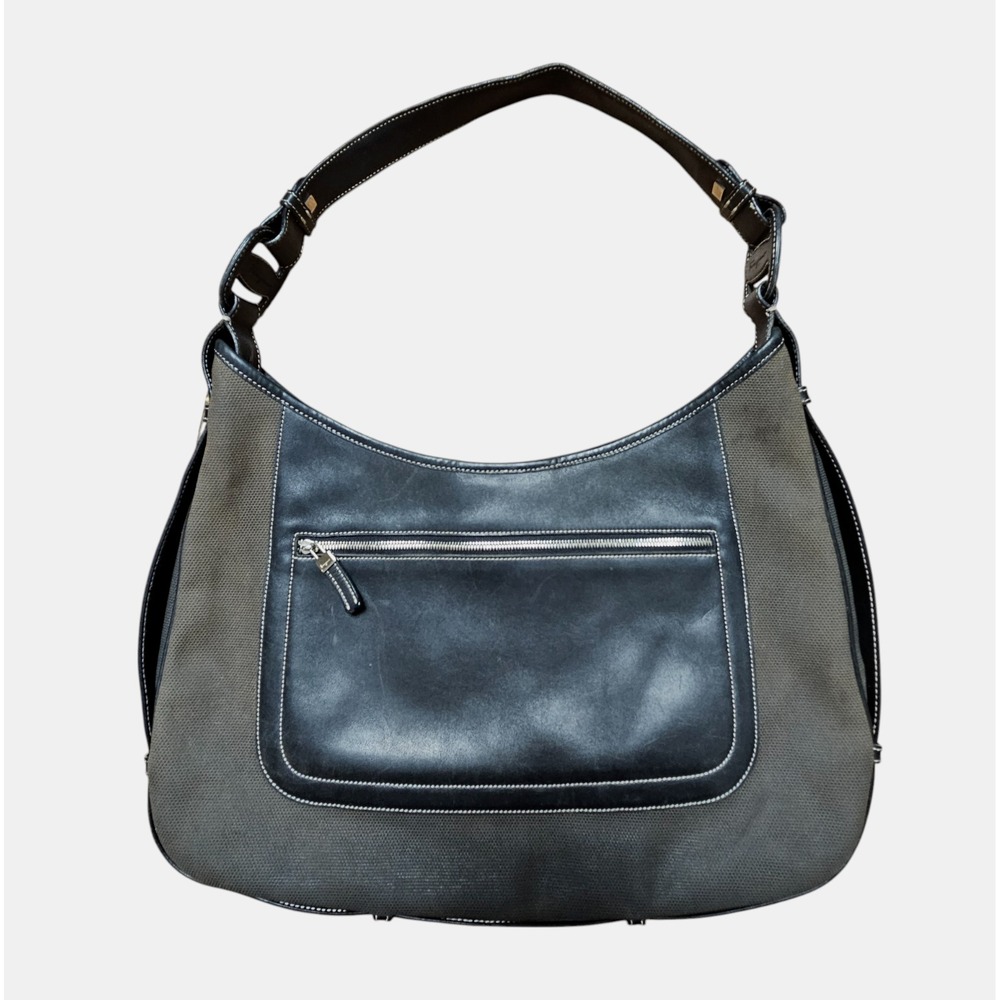Salvatore Ferragamo Gancini Leather Canvas Shoulder Bag 10x16 Luxury Retro Y2K